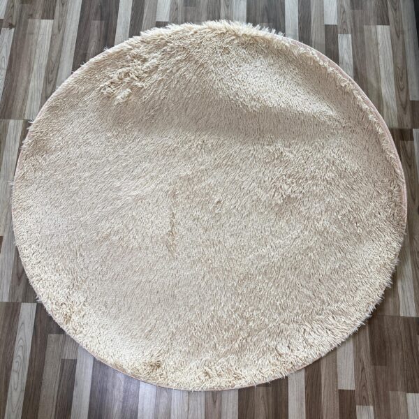 White Circle Round Shaggy Rug