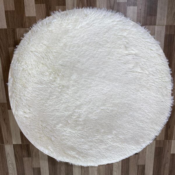 White Circle Round Shaggy Rug