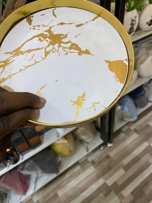 Marble Print Round Serving Tray