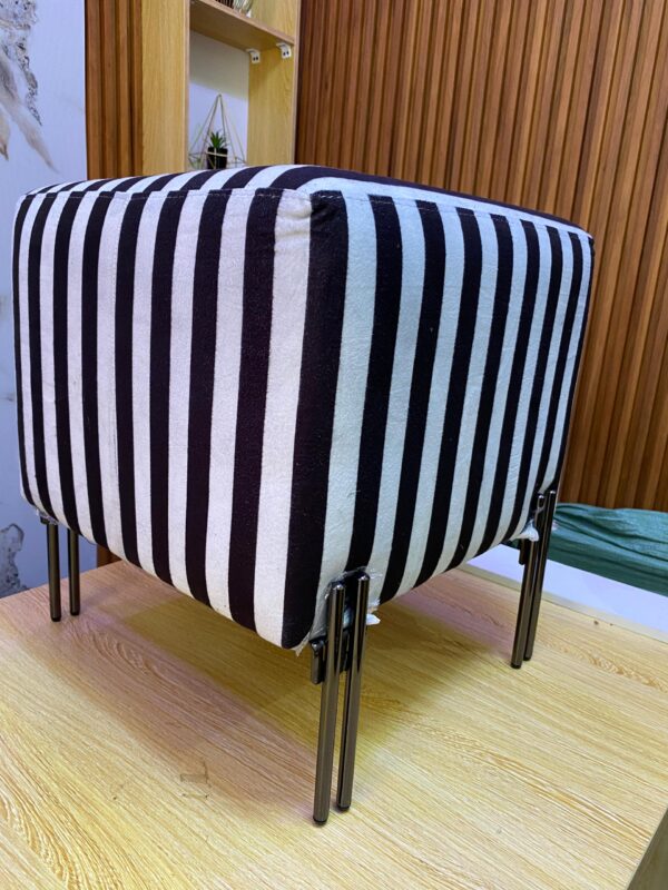 Elegant Black and White Stripes Square Pouffe