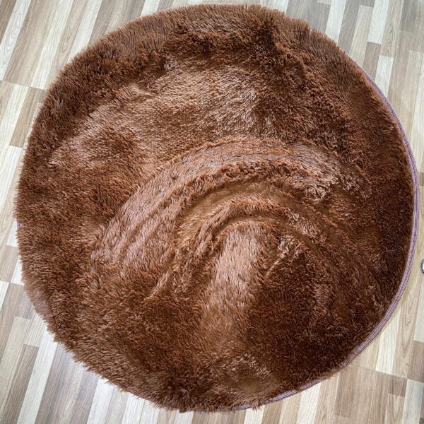 Brown Circle Round Shaggy Rug